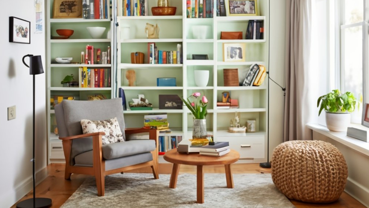 Usar libros para decorar espacios pequeños